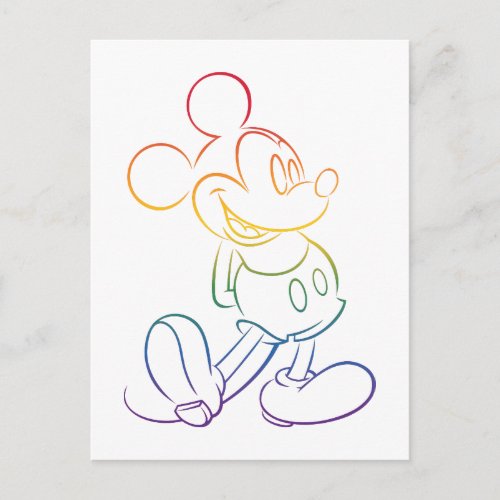 Classic Mickey Rainbow Outline Postcard