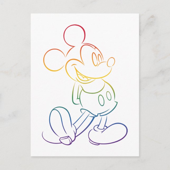 Classic Mickey Rainbow Outline Postcard (Front)