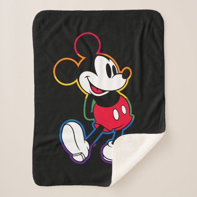 Classic Mickey Rainbow Outline Sherpa Blanket (Front)