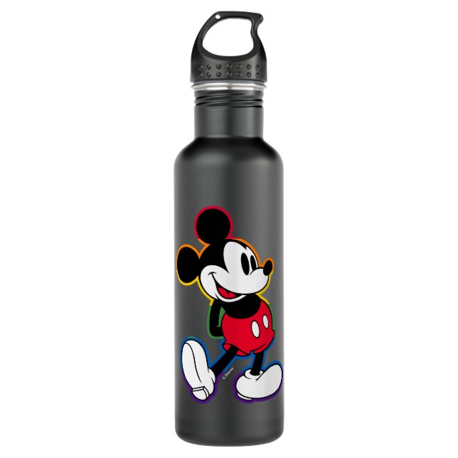 Classic Mickey Rainbow Outline Stainless Steel Water Bottle (Front)