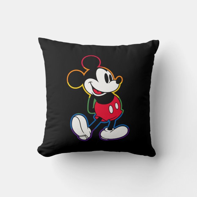 Classic Mickey Rainbow Outline Throw Pillow (Front)