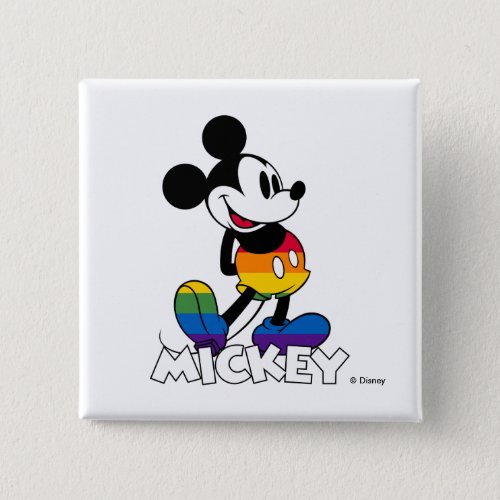Classic Mickey Rainbow Stripes Button