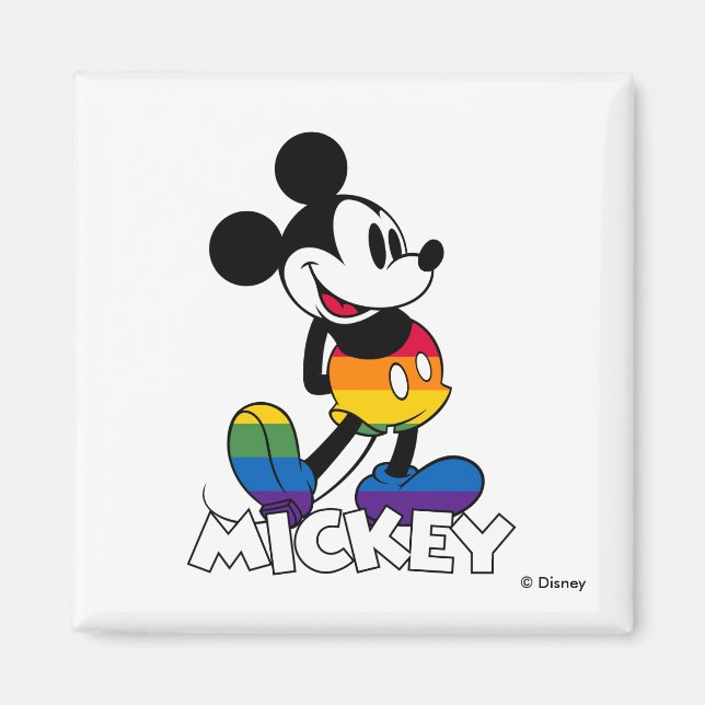 Classic Mickey Rainbow Stripes Magnet (Front)