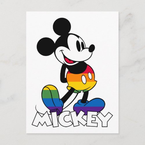 Classic Mickey Rainbow Stripes Postcard
