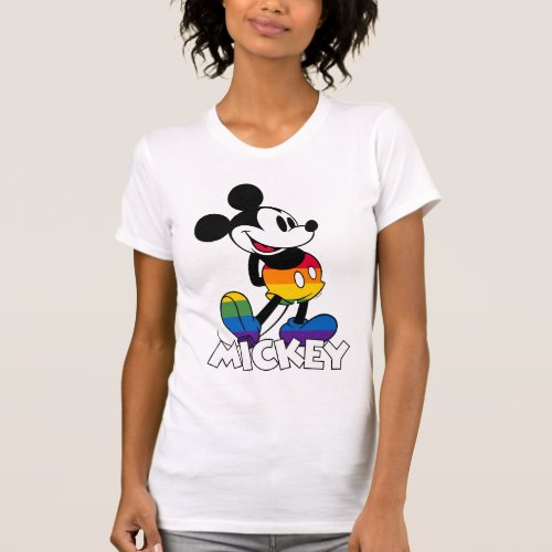 Classic Mickey Rainbow Stripes T_Shirt