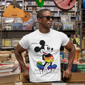 Classic Mickey Rainbow Stripes T-shirt by MickeyAndFriends at Zazzle