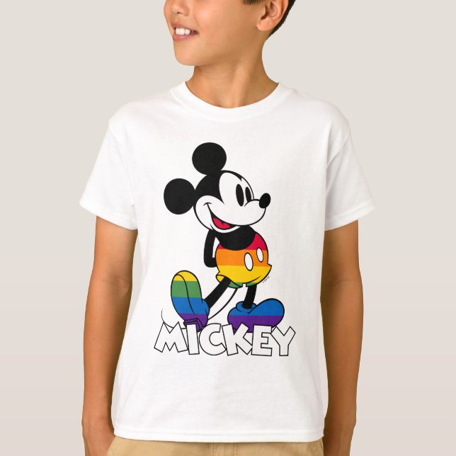 Classic Mickey Rainbow Stripes T-Shirt (Front)