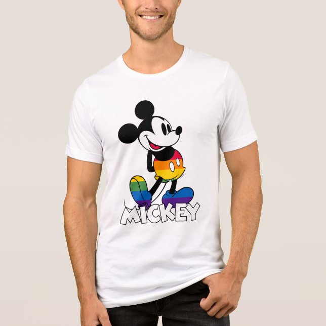 Classic Mickey Rainbow Stripes Tri-Blend Shirt (Front)