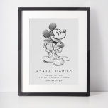 Classic Mickey Sketch Birth Stats Poster at Zazzle