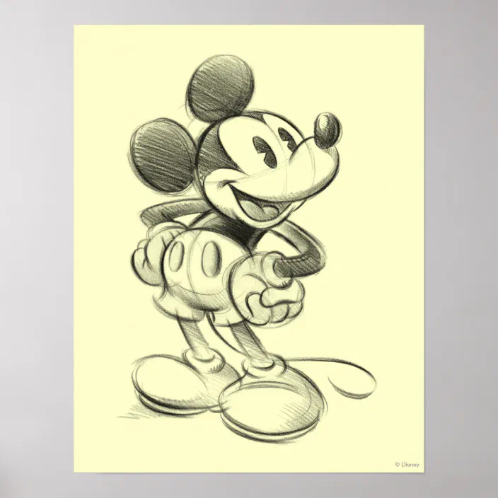 Classic Mickey Sketch Poster Zazzle Com