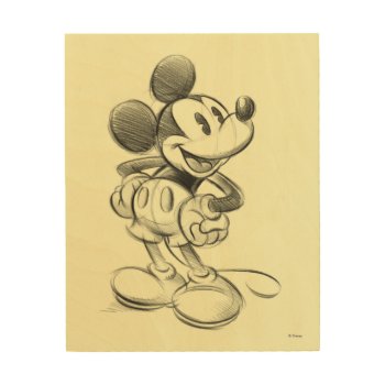 Classic Mickey | Sketch Wood Wall Art by MickeyAndFriends at Zazzle