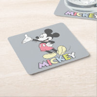 Disney Mickey Mouse head coaster set of 4-White With Black Glitter