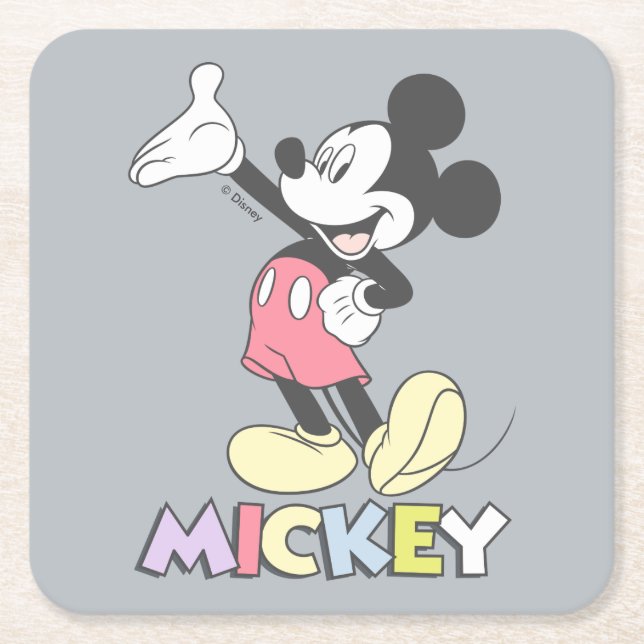 Classic Mickey Square Paper Coaster (Front)