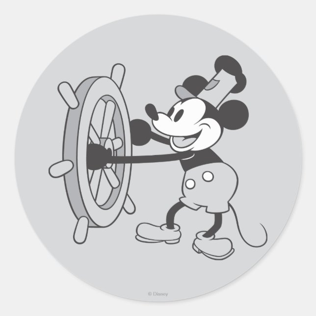 Classic Mickey | Steamboat Willie Classic Round Sticker (Front)