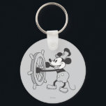 Classic Mickey | Steamboat Willie Keychain<br><div class="desc">Celebrate Disney nostalgia with this Steamboat Willie design featuring Mickey Mouse in his iconic debut role. This vintage-inspired art showcases Mickey in a classic washout style, perfect for fans of retro Disney charm. The faded, monochromatic design adds a timeless appeal, making it ideal for Disney lovers who cherish Mickey's origins...</div>