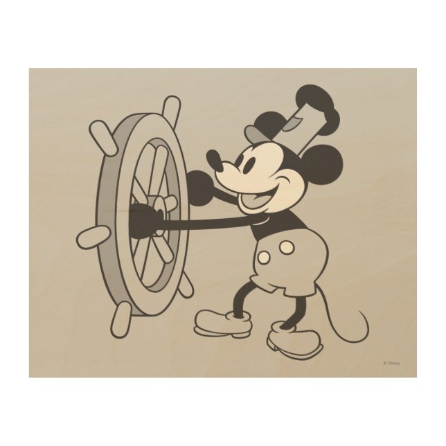 Classic Mickey | Steamboat Willie Wood Wall Art (Front)