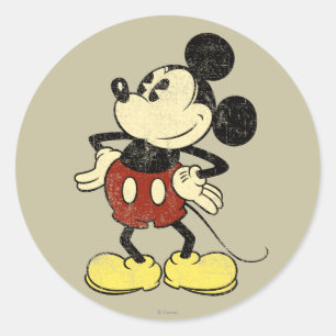Classic Mickey Vintage Hands on Hips Round Sticker
