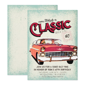 Classic Mid Century Car | Vintage 60th Birthday Invitation