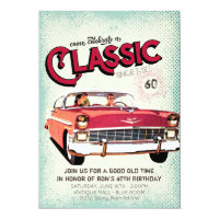 Classic Mid Century Car | Vintage 60th Birthday Invitation