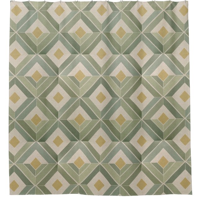 Classic Mid-Century Geometric Diamond Shower Curtain