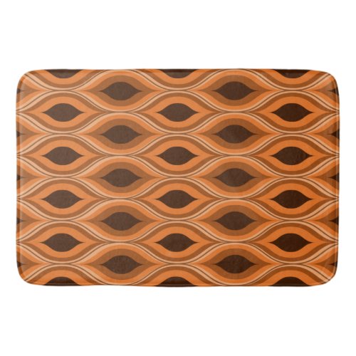Classic mid century orange and brown ogee pattern  bath mat