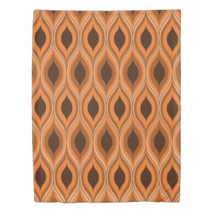 Classic mid century orange and brown ogee pattern duvet cover