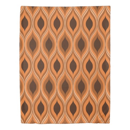Classic mid century orange and brown ogee pattern duvet cover