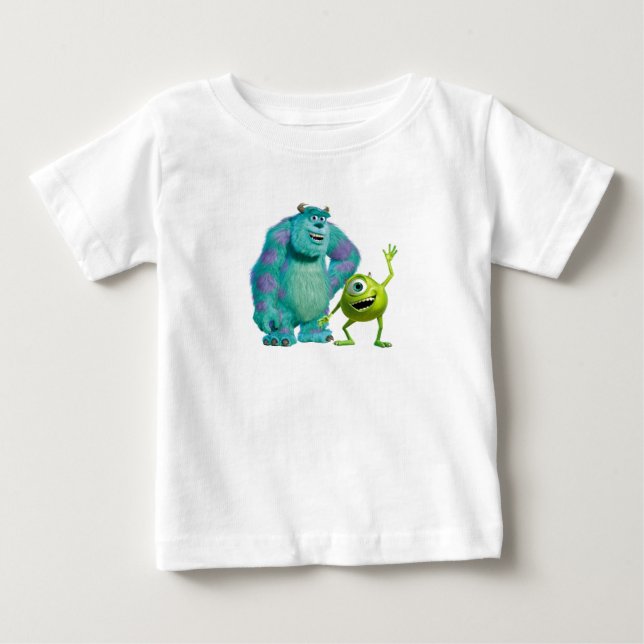 Classic Mike & Sully Waving Disney Baby T-Shirt (Front)