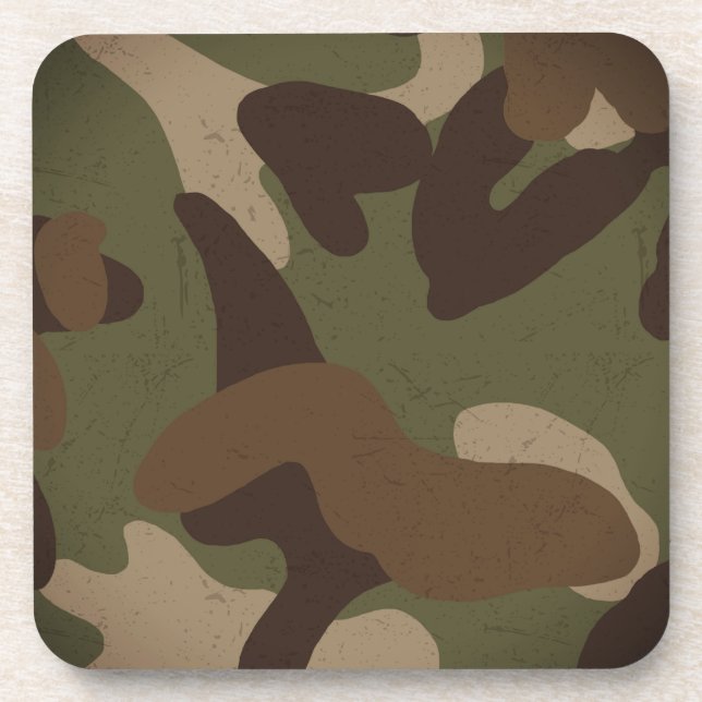 Classic Military Camouflage Pattern Beverage Coaster (Front)