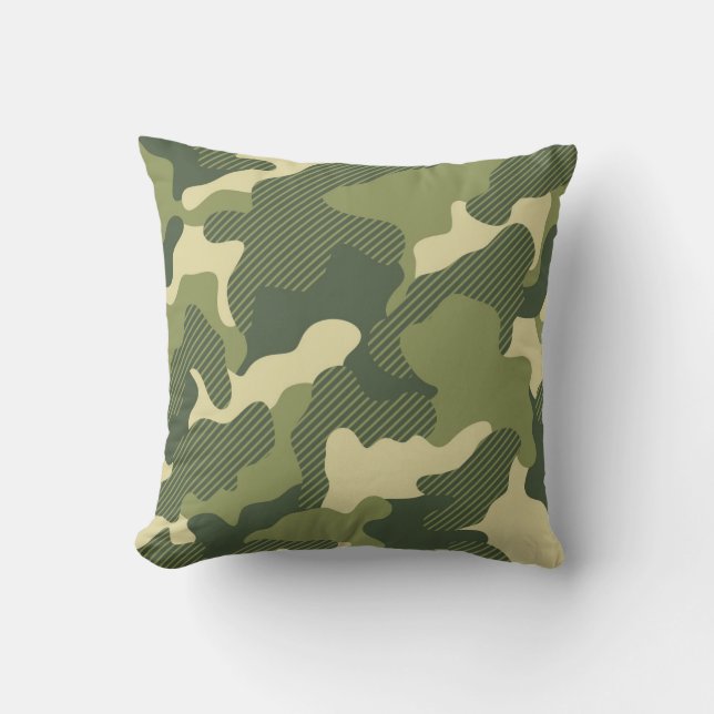 Classic Military Camouflage Pattern Throw Pillow (Front)