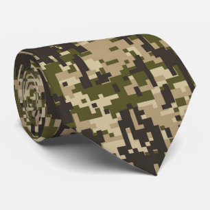 Classic Military Digital Camo Pattern Neck Tie