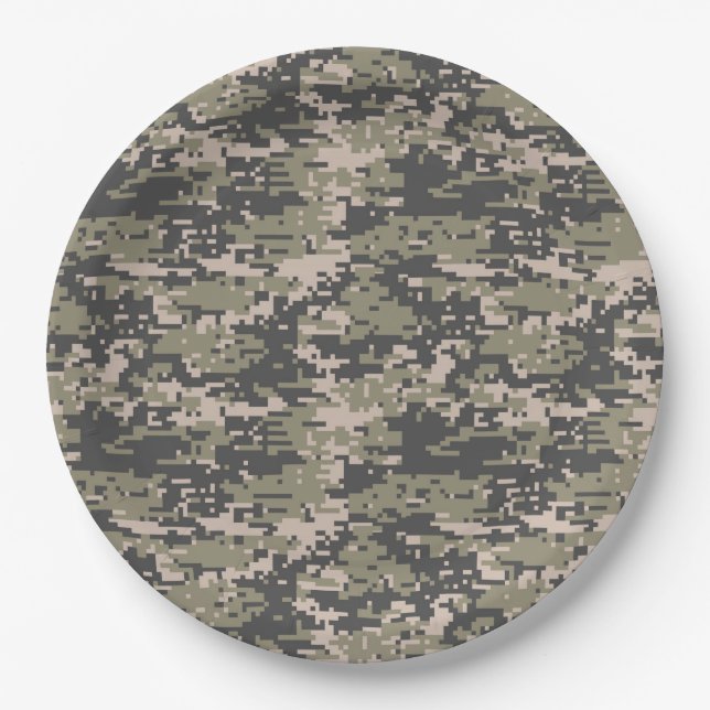 Classic Military Digital Camo Pattern Paper Plates (Front)