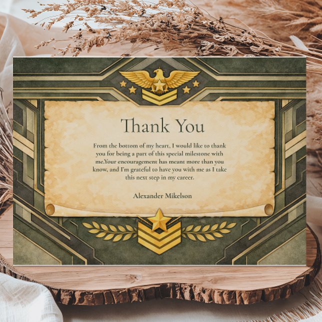 Classic Military Graduation Ceremony Thank You Card (Creator Uploaded)