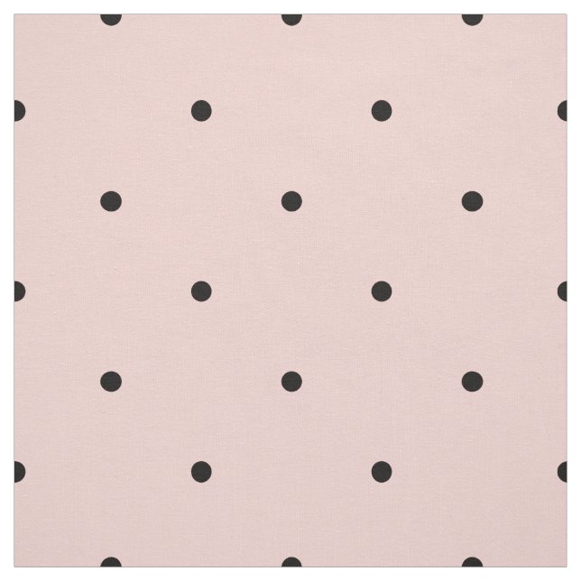 Classic Mini Black & Baby Pink Polka Dots Pattern Fabric (Swatch)