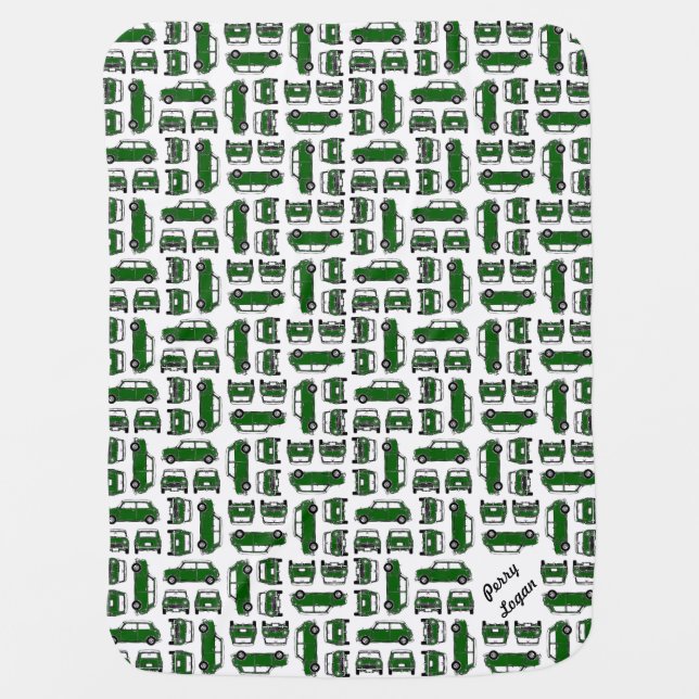 Classic Mini British Racing Green Baby Blanket (Front)