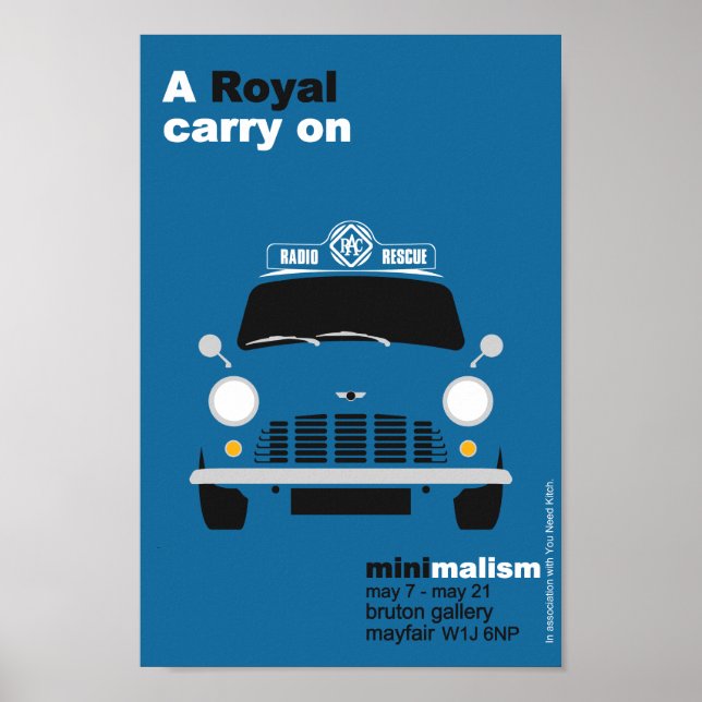 Classic Mini RAC patrol van minimalist art Poster (Front)