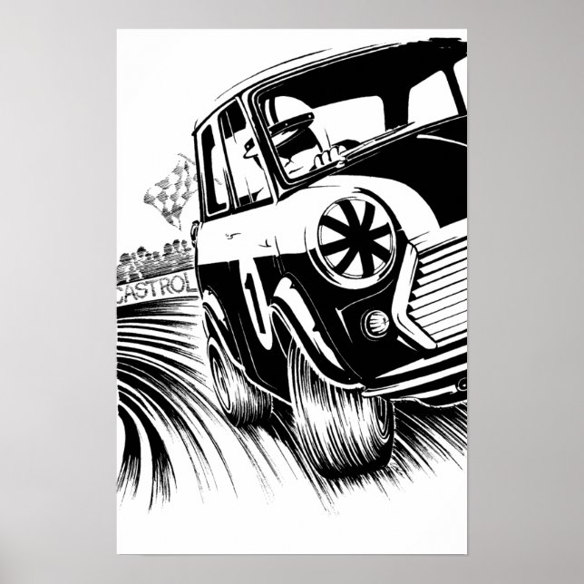 Classic Mini Racing Artwork Poster (Front)