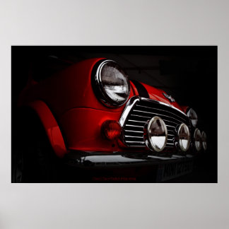 Classic Mini with rally lights Poster