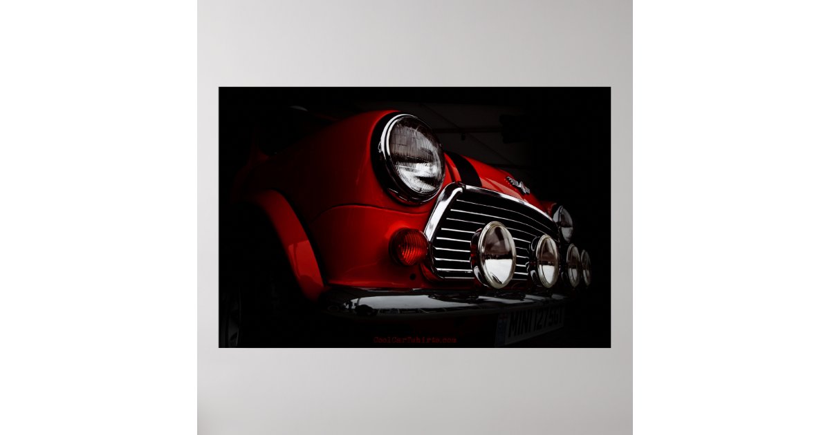 Classic Mini with rally lights Poster | Zazzle