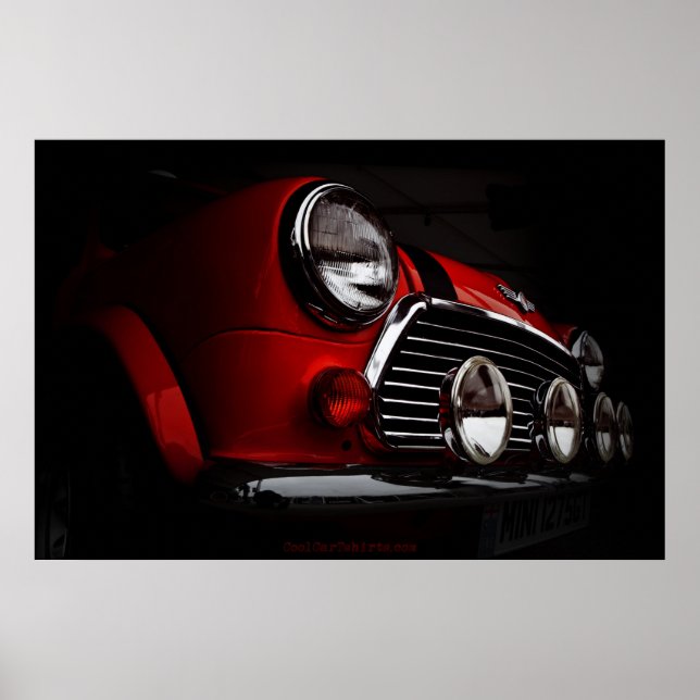 Classic Mini with rally lights Poster (Front)