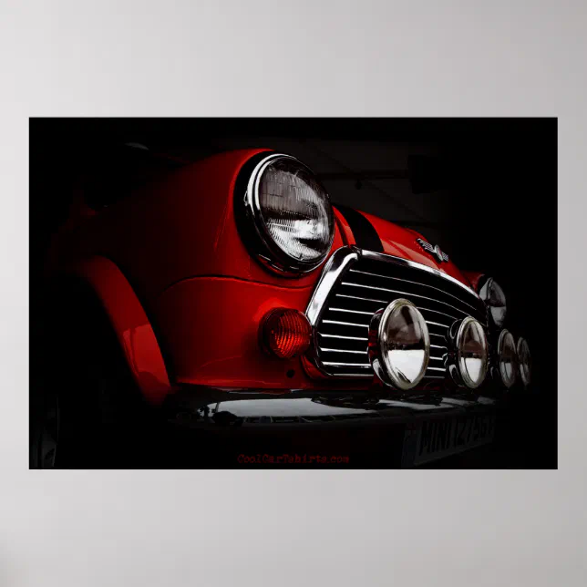 Classic Mini with rally lights Poster | Zazzle