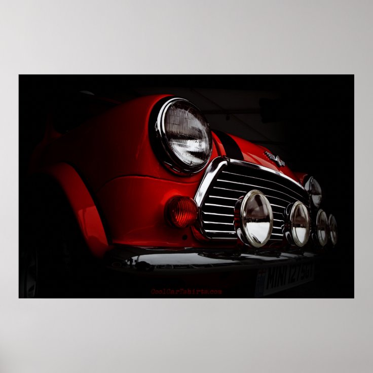Classic Mini with rally lights Poster | Zazzle