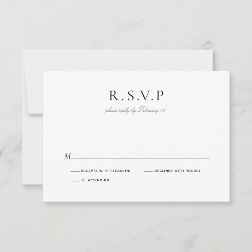 Classic Minimal Black and White RSVP Wedding Card