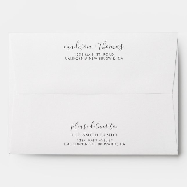 Classic Minimal Gray Calligraphy Wedding Envelope (Back (Top Flap))