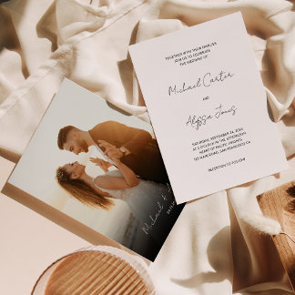 Classic Minimal Handwriting Script Photo Wedding Invitation