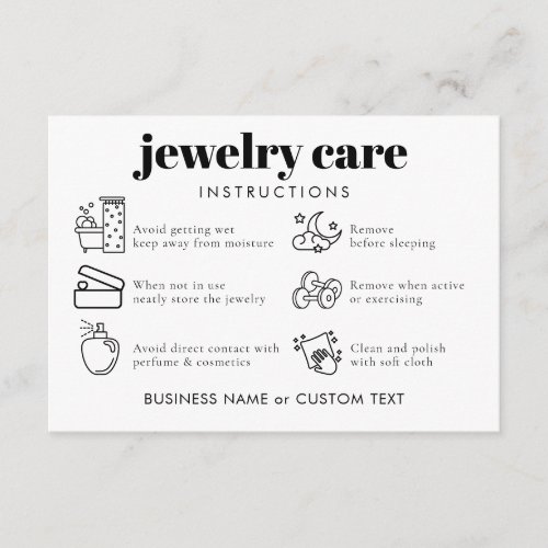 Classic Minimal Jewelry Care Thank You Business  Enclosure Card
