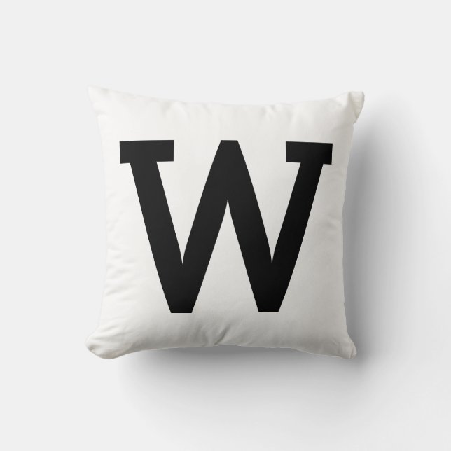Classic Minimal Large Initial Letter Throw Pillow (Front)