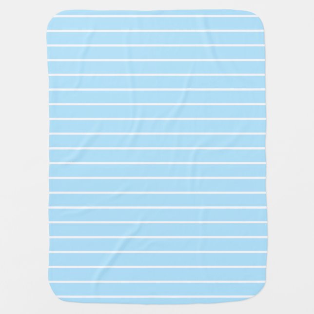 Classic Minimal Light Blue and White Stripes Baby Blanket (Front)