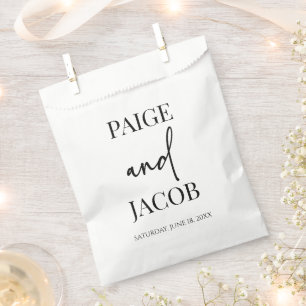 Classic Minimal Minimalist Custom Names Wedding Favor Bag