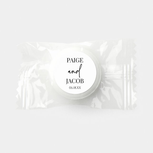 Classic Minimal Minimalist Custom Names Wedding Life Saver® Mints (Front)